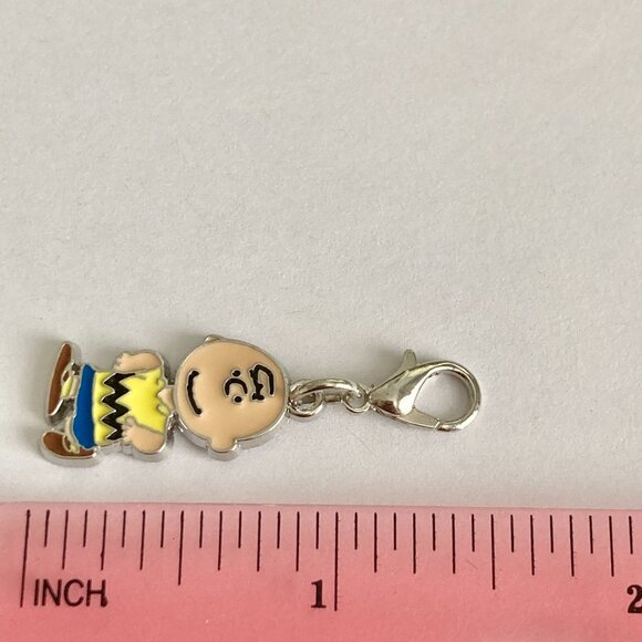 Peanuts Charlie Brown Clip On Charm Zipper Pull Purse Charm Signed Enamel - Picture 8 of 8